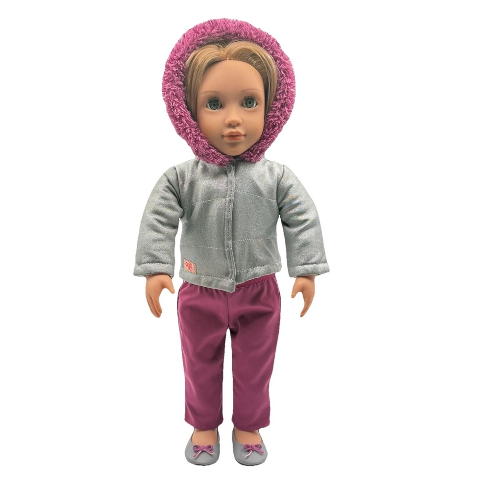 OG Our Generation Gray And Plum Jacket With Plum Pants And Gray Shoes